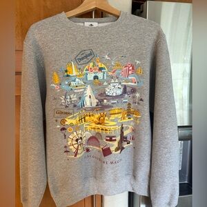 Disney California Adventure Theme Park Map Graphic Sweatshirt in Gray size small